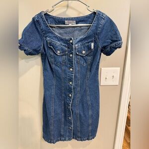 Guess Dark Blue Denim Shirt Dress 1990s Vintage
